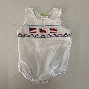 Classic whimsy smocked tank bubble romper American flag sz 9m